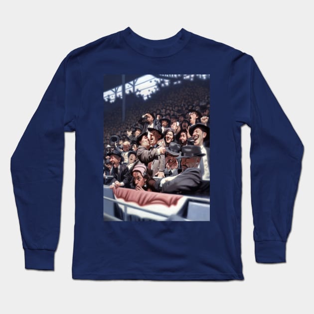 Vintage Baseball Crowd Long Sleeve T-Shirt by JamesBennettArt